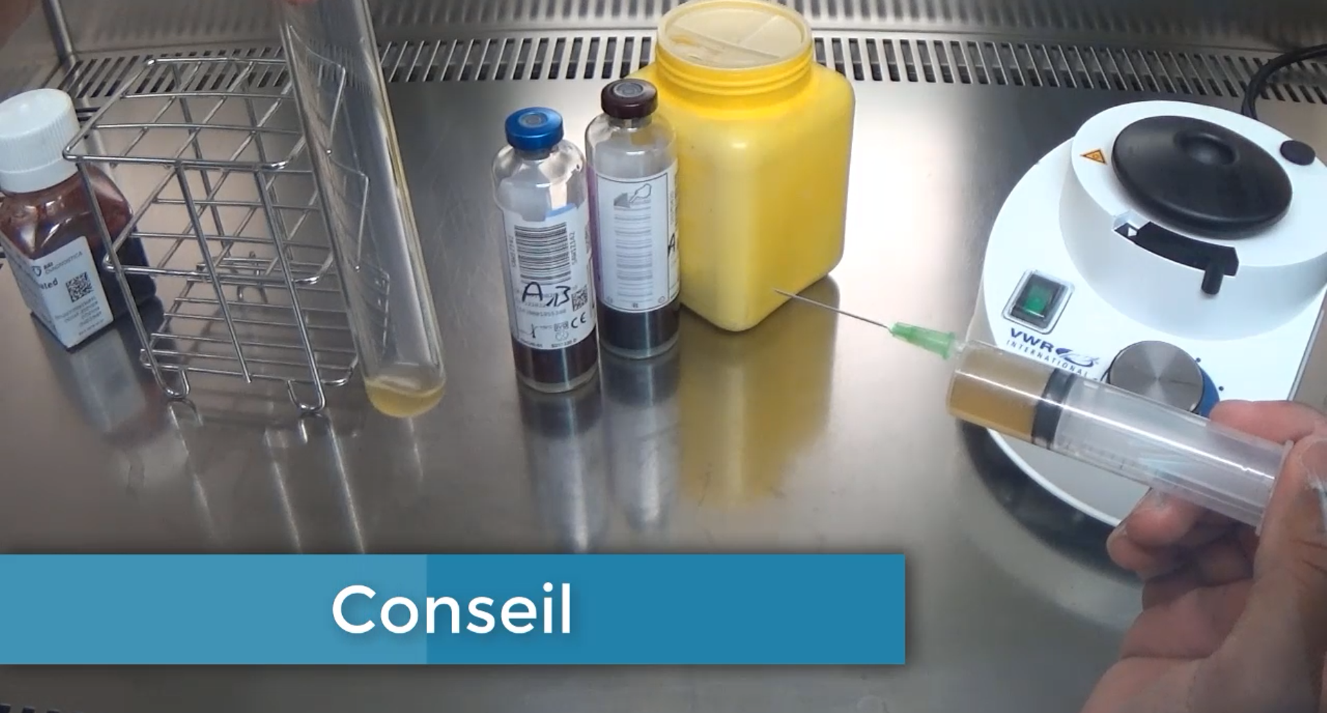 Extrait d'une vidéo sur l'ensemencement des Hémocultures